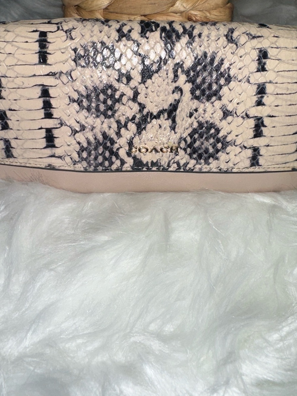Coach Pink Python Embossed Leather Wallet Gold Hardware